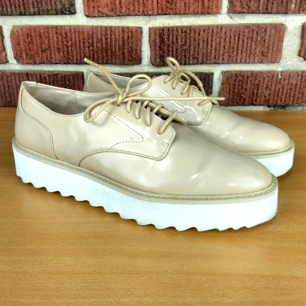 Zara Basic Collection Beige Platform Brouges Oxfo… - image 3